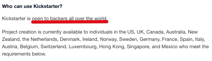 Kickstarter Creator countries