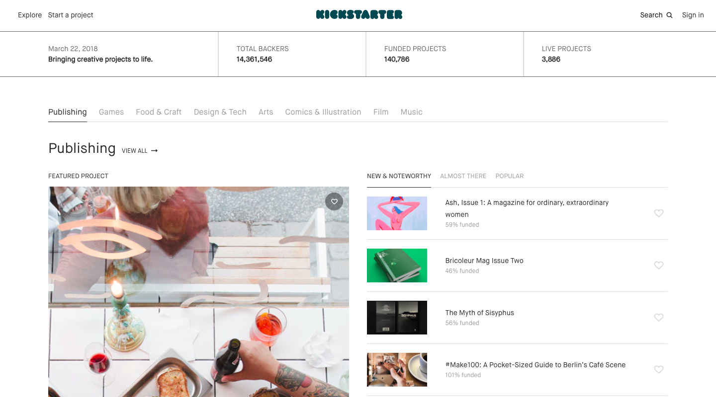 Kickstarter crowdfunding platform