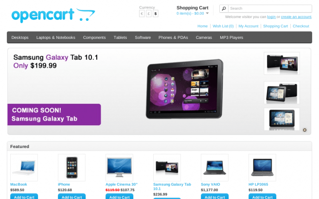 frontend opencart previous