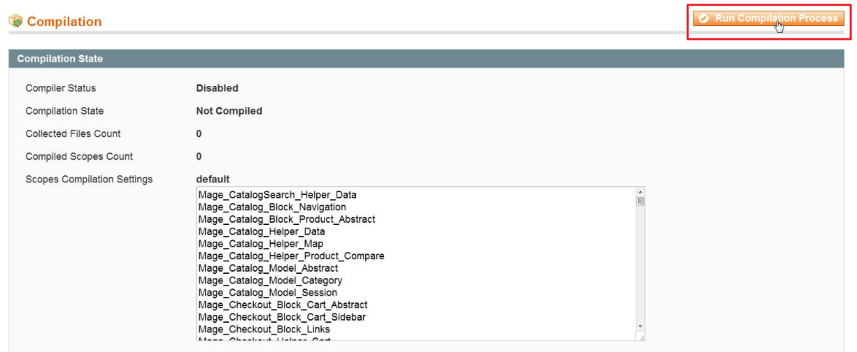 Turn on Magento compilation