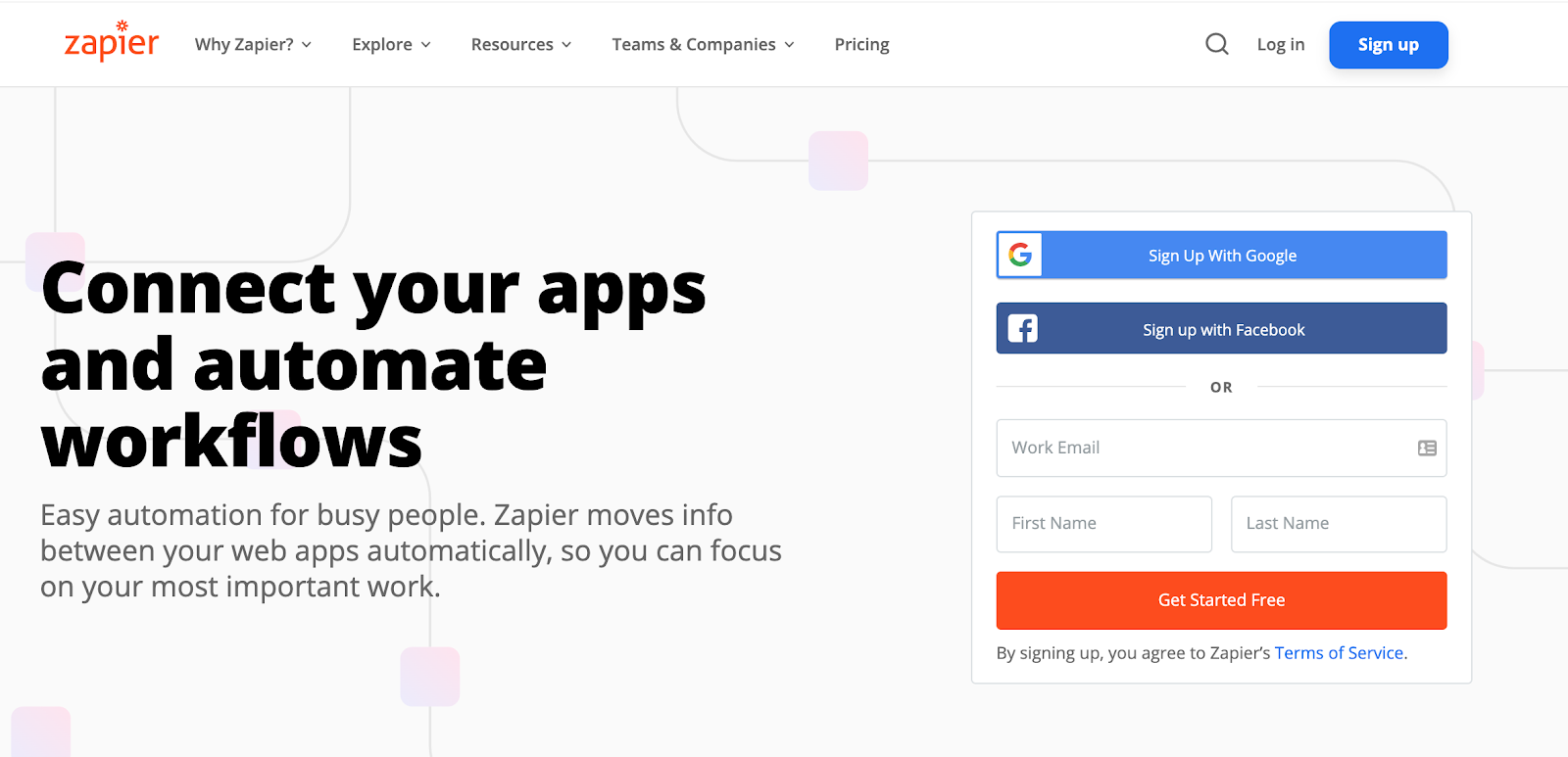 Zapier connects your apps and automate workflows, providing easy automation for busy people.