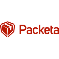 Packeta logo with a red shield emblem on white background