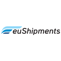 euShipments logo with a blue swoosh icon to the left of the brand name