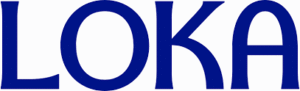 Brand logo reading LOKA in bold blue letters on white background