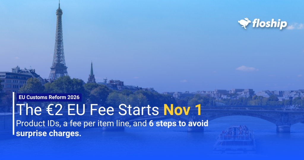 EU customs reform 2026 banner: €2 handling fee starts Nov 1, with product ID rules